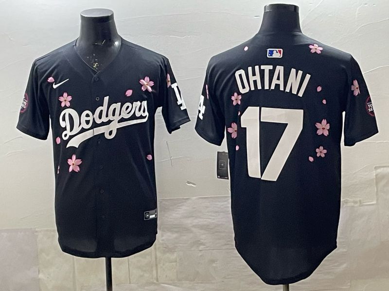 Men 2025 Nike Los Angeles Dodgers #17 Ohtani Black Game MLB Jersey 09